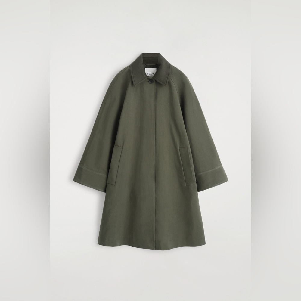 COS Dark Olive Single-Breasted Trench Coat
